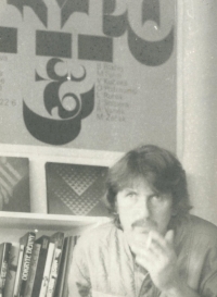 Husband Václav Kučera, prominent graphic designer and typographer, in 1977
