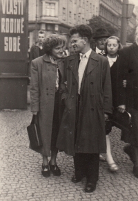 Josef and Anna, on the street before their wedding