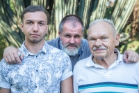 Pavel Peška with his son Petr and grandson Misha at his house in Germiston, April 2021