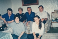 The Přibek's family - wife Božena Přibková, née Hájková (top right), daughter Vendula (bottom left), Markéta (bottom right), Václav Přibek (top right), husband and wife Hájek in the middle