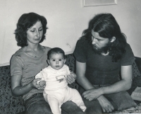 With her husband and daughter, 1978 
