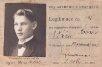 Robert Váňa, witness' father, on a photograph on the army academy ID