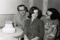 Milena's birthday celebration with grandma and grandpa Konrád, wife's parents, Stará Boleslav, 1970