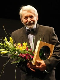 Milan Kolář accepts the Vysočina Region Award, 2008

