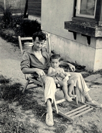 With his father - Na Dolech, 1955