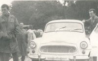 Colleagues from the car factory came to his wedding, Bohuslav Čvrtečka on the right, 1964