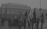 Jan Palach's funeral procession in front of the Faculty of Arts, Charles University