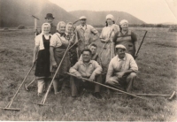 The parents in the middle helped out in the JZD, about 1950
