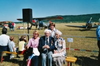 At Mladá Boleslav Airport with František Fajtl and his wife Hana, Eva´s mother Marie Hrubá is standing behind them 