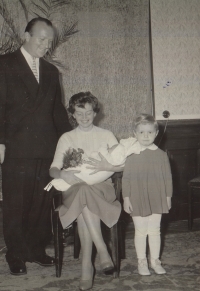 With her daughters during the welcoming of new born citizens ceremony, 1960s