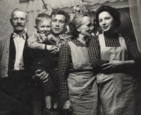 Vincenc Langer with his son, his parents and his wife Stanislava, 1960