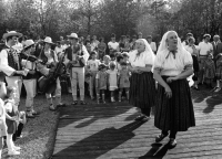 The witness performing in Těšín folk costume in the 1980s