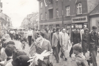 Josef Novotný in the May Day parade in 1978 (eighth from the right)