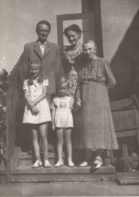 Father Josef Novotný, mother Věra, née Čubanová, grandmother Marie Vydrová, sister Olga Novotná and Josef Novotný in 1953