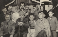 Community theatre in Libchavy, Vincenc at the back with a pipe