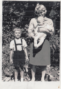 Pavel Hlava and his mother holding his little brother Josef, 1963