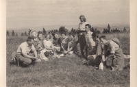 Schoolmates from the Faculty of Science of Charles University, September 1960, photographed by Jiří Poláček  