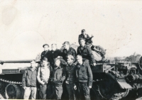 Tadeusz Oratowski (standing second from left) with his tank platoon.