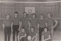Theodor Jan (top row, third from left) and his beloved volleyball, Ravensburg, 1969