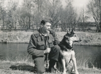 Josef Tomášek as a dog handler of Border Guard (1957)