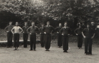 Operational school in Jablonec, year 1952, Oldřich Jelínek is the sixth one from the left

