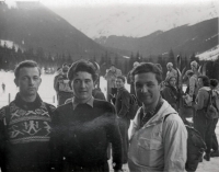 At the mountains (on the left) with friends, 1954