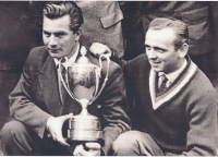 Victory of Garmisch-Partenkirchen. With the captain of the Czechoslovak team A. Klimt, 1956