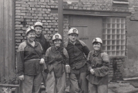 Visiting a mine in Svatoňovice, , Ladislav Fröde second from the left, 1982 
