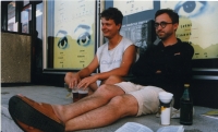 With Jan Hřebejk at the Summer Film School Uherské Hradiště, 1990s 

