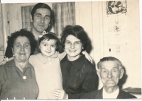 With her daughter, husband and his parents, 1968
