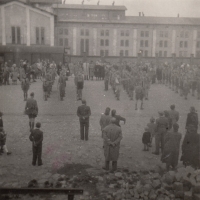 Odjezd na tábor z Přelouče do Českého Krumlova, 1948