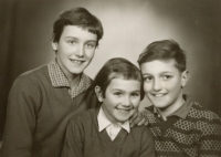 Siblings- on the left the witness, Jindra and Jiří in the year 1962