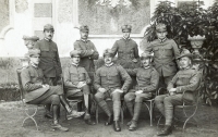His father, Adolf Samec (first on the left) in a Czechoslovak territorial army uniform, Italy, 1919

