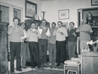 With his friends in the 60s - B. Čermák is the fourth from the left 
