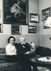 With his mother Ema Pačesová (née Čermáková) and his grandfather Emil Čermák