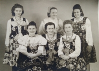 Jozefína Klimanová (mother) (bottom left) in Stiavnica costume, 1930s.