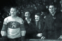 Half-brother Václav as a hockey player, next to him from left Karel, half-sister Anděla and brother Robert