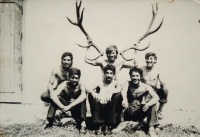 Group portrait with antlers, early 1970s.