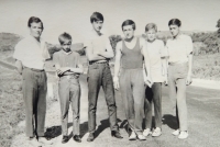 With friends during high school, mid 1960s.