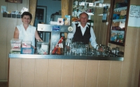 Marie Černohorská with her husband, Jaroslav, in the family pub, 2007 
