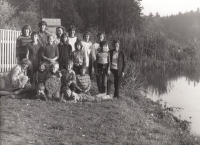 Jana Müllerová on a trip with children, fourth from the right, 1981
