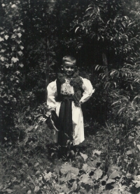 Jan Pijáček in folk costume during the annual village feast. Ostrožská Nová Ves, first half of the 1960's