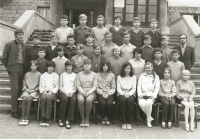 Pupils of the basic school in Bojkovice. On the left, Mr. Zdenek Ogrodnik, the class teacher. His father was a headmaster in school in Bzová. 1971