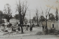Ploština after burning, 1945