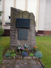 Monument to the Special Court at the Sokol Hall, where the trial of the "enemies of the Reich" took place in Stará Ves