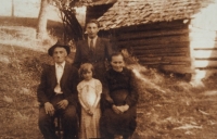 František Sochora with his sister and parents