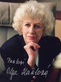 Photograph of Olga Havlová with a dedication to Pavel Taťoun