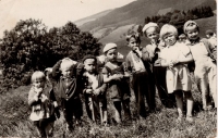 With a kindergarten on a walk, in the foreground, Rokytnice, 1961