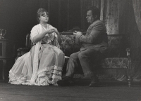With Jaromír Vodseďálek in the play with songs The Abduction of the Sabines, 1987