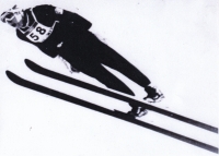 Karel Kodejška jumping at the Olympic Games in Sapporo, Japan, 1972